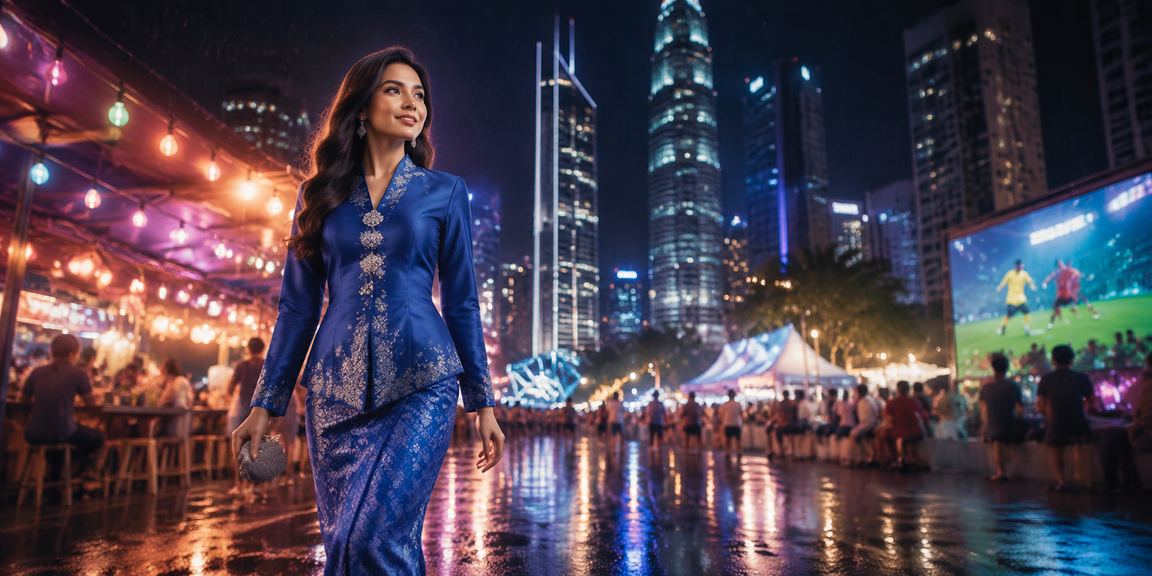Pengguna wanita Malaysia mengenakan baju kurung menikmati hiburan kasino dalam talian di Kuala Lumpur